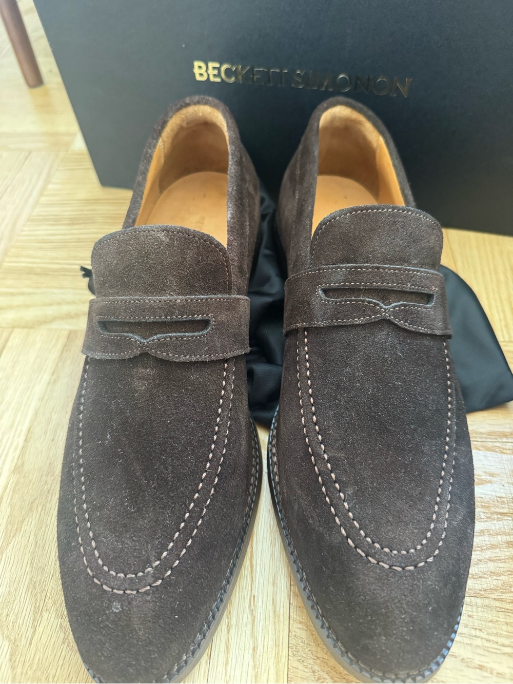 Beckett Simonon Brown Suede Penny Loafers